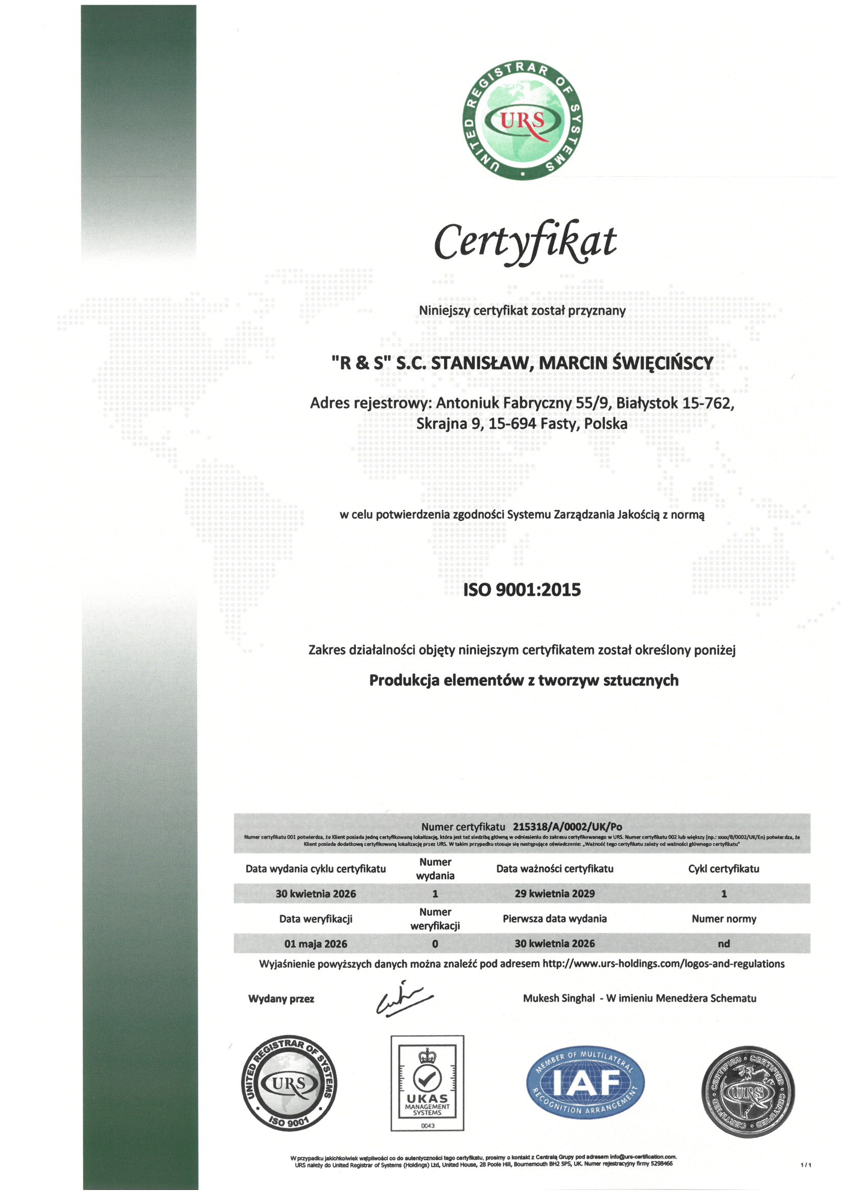 Cert ISO 9001 R S S.C. STANISŁAW, MARCIN ŚWIĘCIŃSCY 2026 lok. 2 PL (1)-1